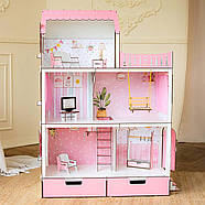 "ЛЮКС" ляльковий будиночок NestWood для Барбі, рожевий + вітальня, фото 5