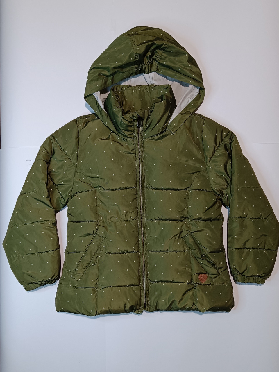 Демісезонна дитяча куртка Mango Kids у горошок, 5-6 років, 116 см, зелена, фото 1