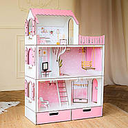 "ЛЮКС" ляльковий будиночок NestWood для Барбі, рожевий + вітальня, фото 6