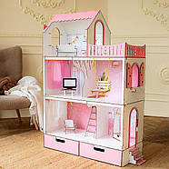 "ЛЮКС" ляльковий будиночок NestWood для Барбі, рожевий + вітальня, фото 7