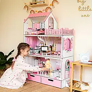 "ЛЮКС" ляльковий будиночок NestWood для Барбі, рожевий + вітальня, фото 3