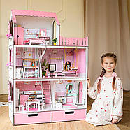 "ЛЮКС" ляльковий будиночок NestWood для Барбі, рожевий + вітальня, фото 2