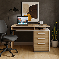 Стильний невеликий сучасний письмовий комп'ютерний стіл з тумбою з шухлядами 110 см для ноутбука Вуді Летро