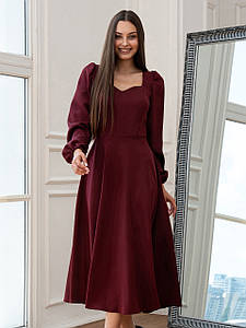 Витончене та елегантне вечірнє жіночне плаття Marian з довгим рукавом, бордове