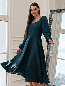 Витончене та елегантне вечірнє жіночне плаття Marian з довгим рукавом, темно-зелене