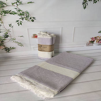Пляжно-банний рушник Пештемаль 100х180см лавандовий