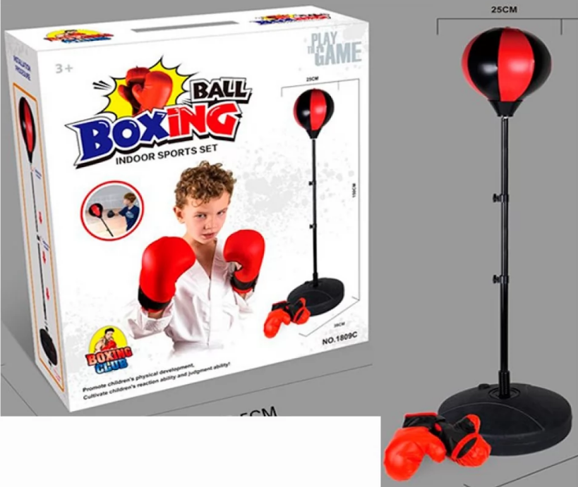 Боксерський набір: груша 25см на стійці 150см,рукавиці 22см,в кор-ці,39х42х14см №MS4470(6), фото 1