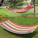 Тканинний мексиканський гамак з планкою підвісний лежак, 80×200 см помаранчевий, фото 5
