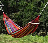 Тканинний мексиканський гамак з планкою підвісний лежак, 80×200 см помаранчевий, фото 6