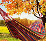Тканинний мексиканський гамак з планкою підвісний лежак, 80×200 см помаранчевий, фото 9