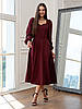 Класичне витончене стримане жіноче вечірнє плаття-міді Marian, бордове, фото 2