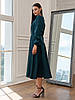 Класичне витончене стримане жіноче вечірнє плаття-міді Marian, темно-зелене, фото 5