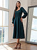 Класичне витончене стримане жіноче вечірнє плаття-міді Marian, темно-зелене, фото 3