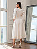 Класичне витончене стримане жіноче вечірнє плаття-міді Marian, молочно-біле, фото 6