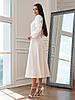 Класичне витончене стримане жіноче вечірнє плаття-міді Marian, молочно-біле, фото 5