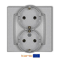 Розетка 2-а із з/к Karlik MINI 7MGP-2s Сріблястий металік