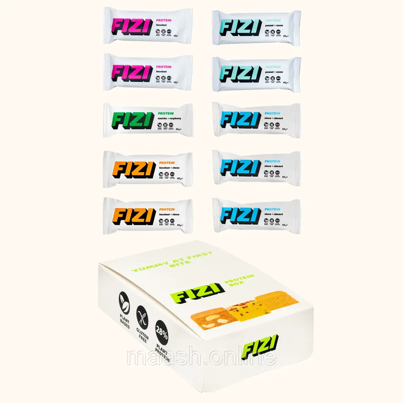 Набір Мікс Протеїнових батончиків FIZI, 10шт, фото 1