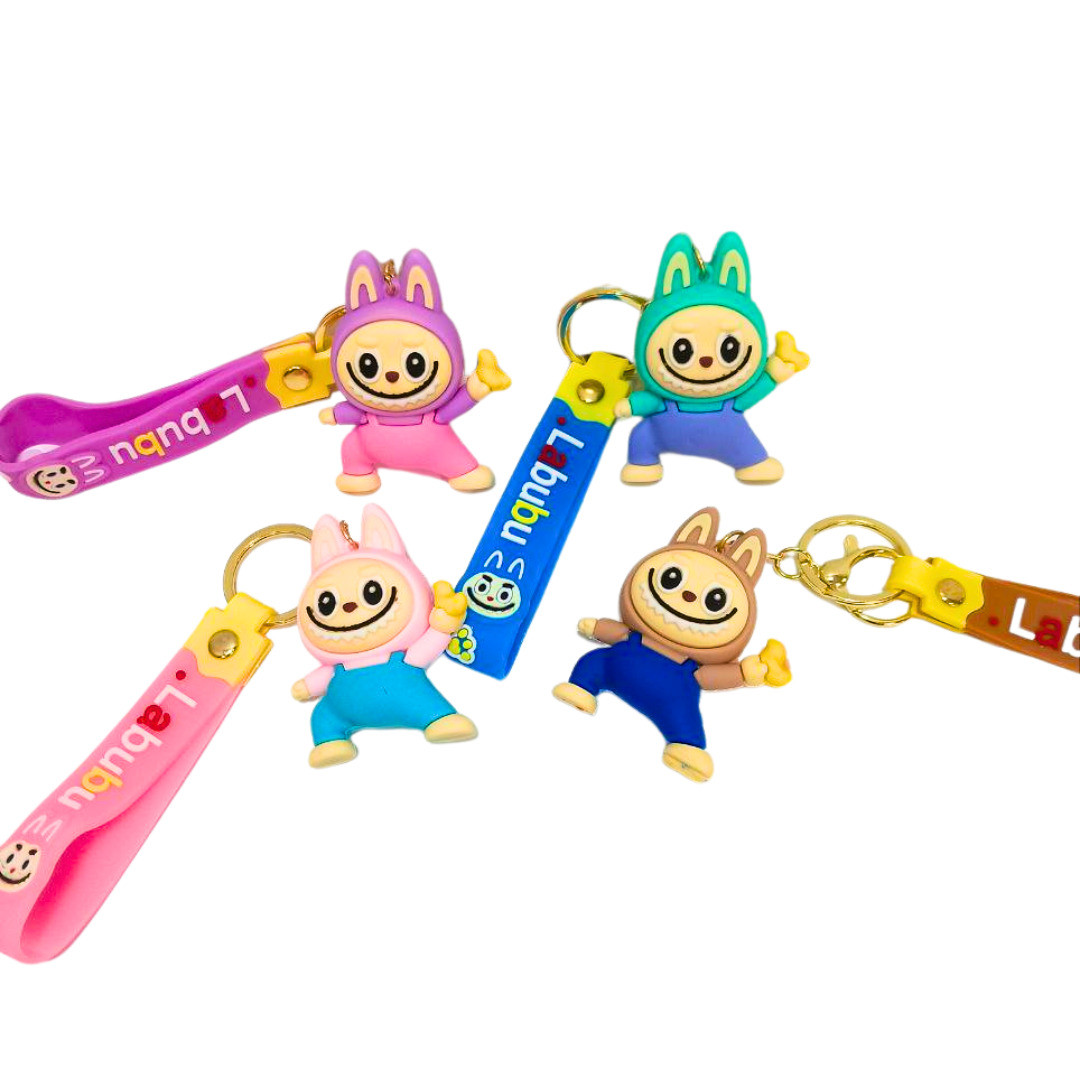 Брелок гумовий Лабубу Labubu 6 см зі стрічкою, асорті NoSA-1748, фото 1