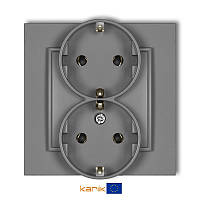 Розетка 2-а із з/к Karlik MINI 27MGP-2s Сіра матова