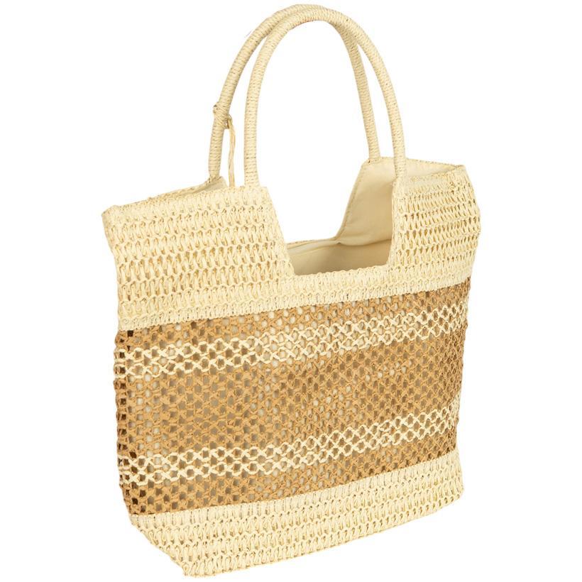 Жіноча плетена сумка пляжна і повсякденна на блискавці з підкладкою велика 46×36×15 см, біла