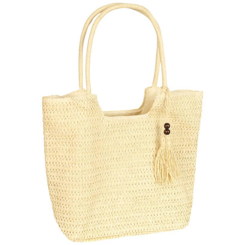 Жіноча плетена сумка пляжна і повсякденна на блискавці з підкладкою середнього розміру 33×40×11 см, біла