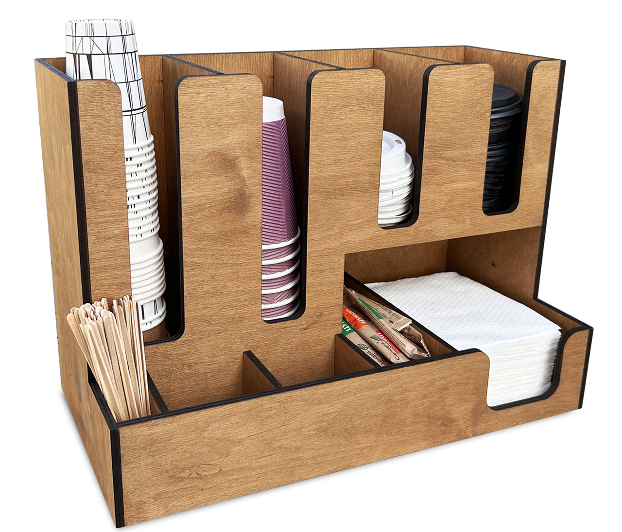 Барний органайзер для стаканів та кришок 2+2 СТІНА (43х30х17 см) колір горіх