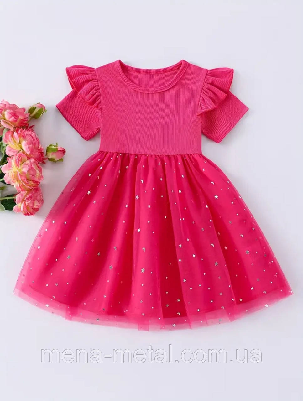 Рожева  святкова сукня для дівчинки, розмір 110 та 120, фото 1