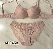 Ажурний комплект білизни Balaloum 9458 пудра