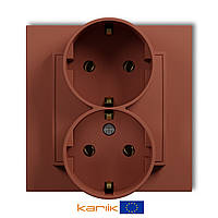 Розетка 2-а із з/к Karlik MINI 63MGP-2s Теракота