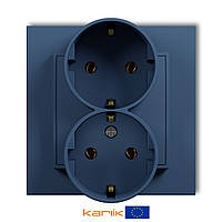 Розетка 2-а із з/к Karlik MINI 64MGP-2s navy blue