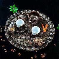 Турецький кавовий сервіз 50 мл з блюдцями на 4 персони на підносі для подачі кави по-східному