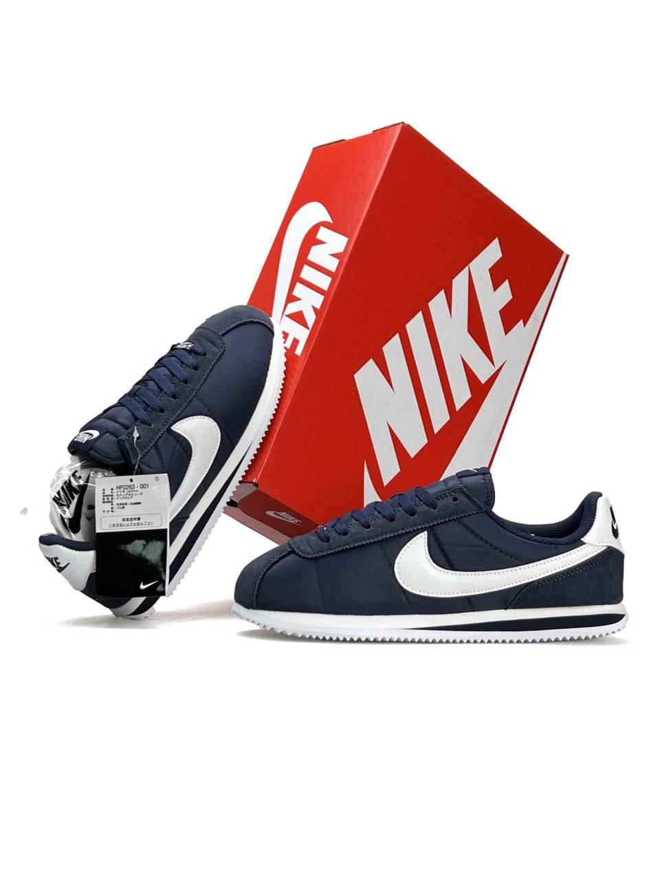 Чоловічі кросівки Nike Cortez M Navy White, кеди чоловічі Найк замша шкіра текстиль сині. Чоловіче взуття