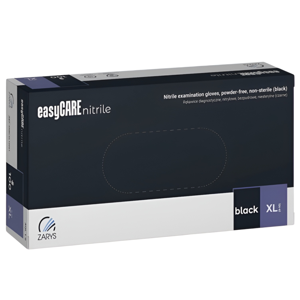 Нітрилові рукавиці неопудрені easyCARE nitrile BLACK XL (50 пар/уп) чорні