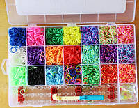 Резиночки для плетения браслетов Rainbow loom набор (4200шт, станок, 2 крючка, замочки)