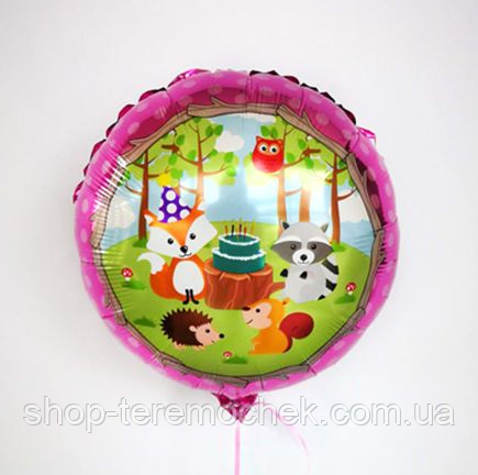 Куля фольгована Лісові звірі повітряна дитяча з малюнком кругла 46 см Китайм, фото 1