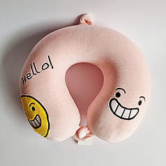 М'яка подушка для шиї з ефектом пам'яті Смайлик рожева, 28 см