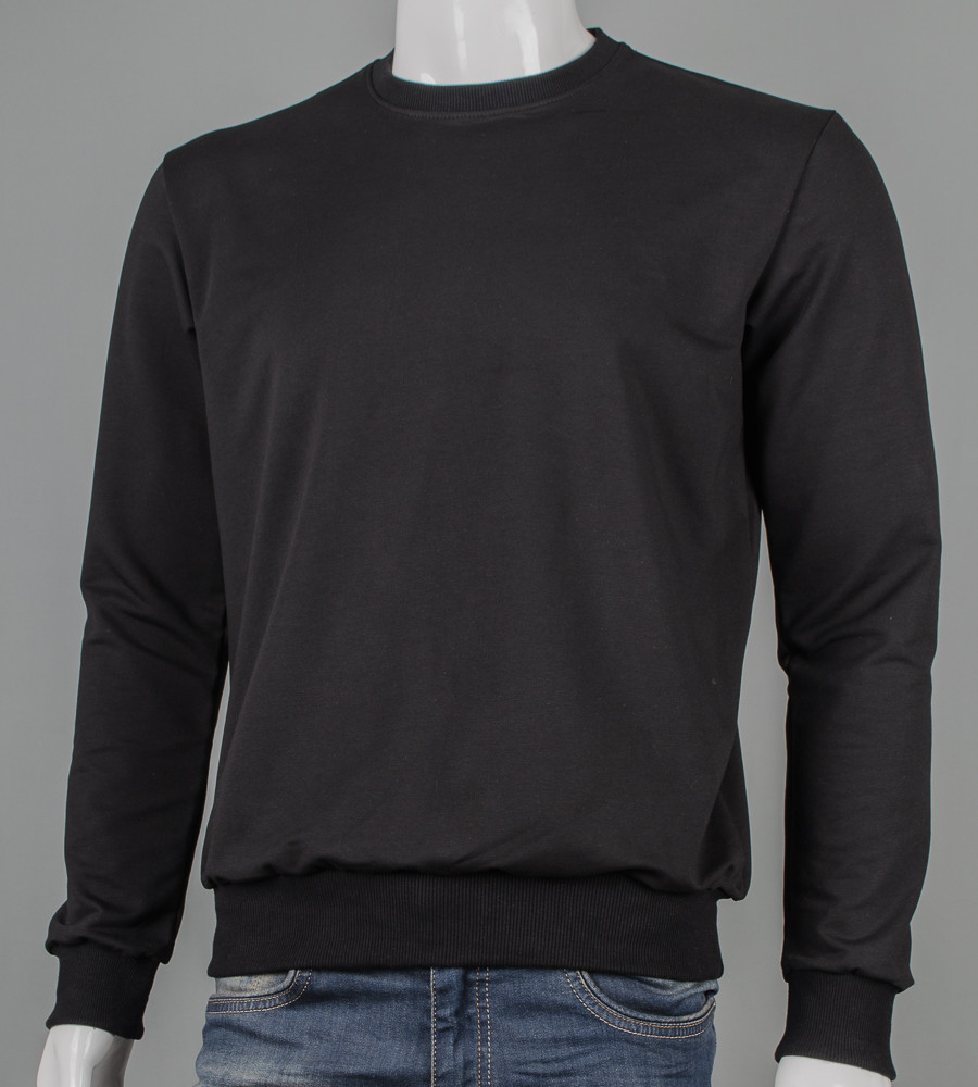 Світшот батал двонитка Однотонна Чорний 7300б, 3XL (1шт), фото 1