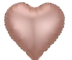 Фольгована куля Серце рожеве золото Темне сатин без малюнка Китай 45 см