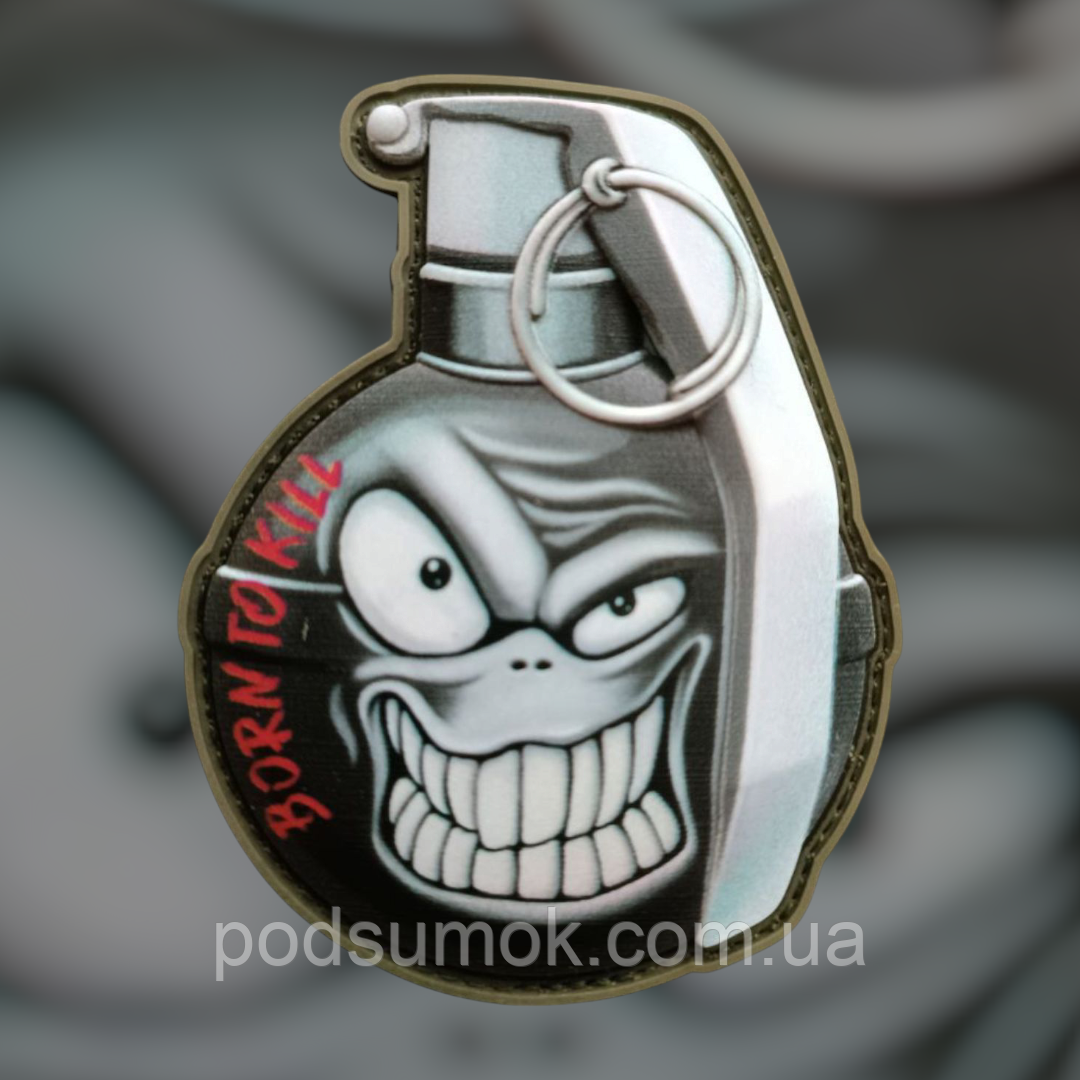Шеврон ПВХ BORN TO KILL на липучці для велкро патч гумовий, фото 1