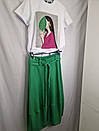 Жіноча спідниця зелена лляна жіноча міді MKNK2001/1-4, фото 3