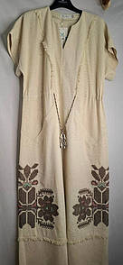 Сукня жіноча лляна бежева з вишивкою MKRM4260-2