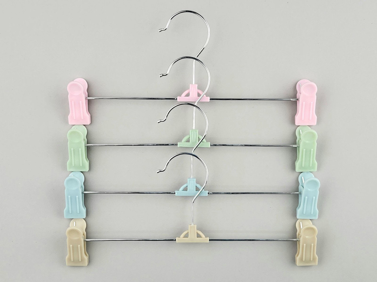 Плічка тремпеля для штанів і спідниць металеві з пластмасовою прищіпкою , довжина 27,5 см, фото 1