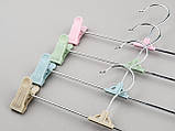 Плічка тремпеля для штанів і спідниць металеві з пластмасовою прищіпкою , довжина 27,5 см, фото 6