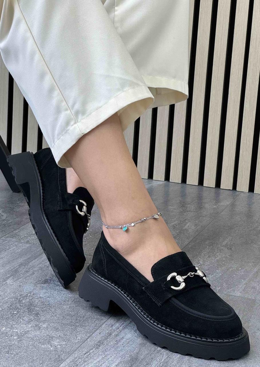 Туфлі лофери " ШКІРА " жіночі 6 пар у ящику чорного кольору 37-41, фото 1