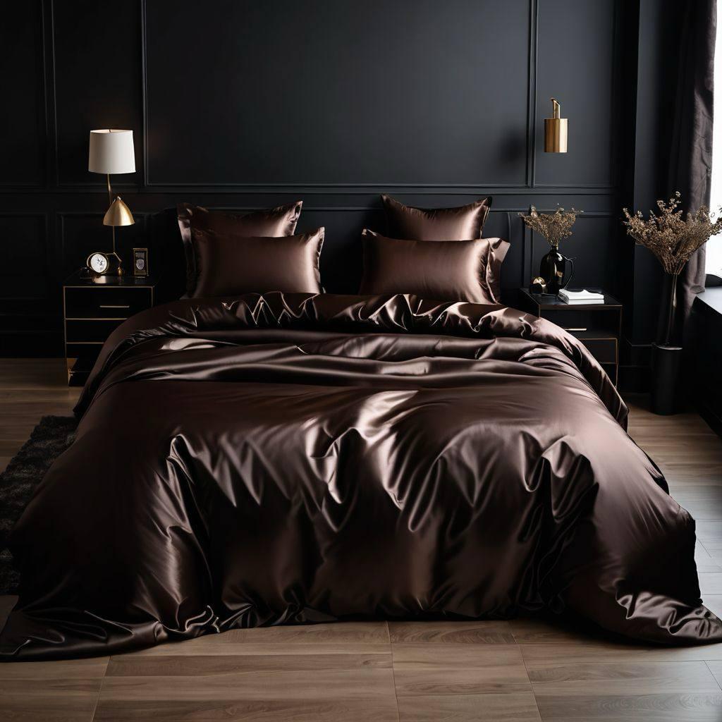 Простирадло 150х220 (Сатин Premium) | Полуторне простирадло від виробника "Королева Ночі" | Однотонний темно-коричневий, фото 1