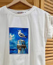 Футболка біла з принтом «Чайка на морі» KAPTSOVA MKKS2881, фото 3