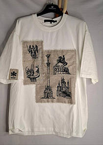 Футболка біла оверсайз унісекс "Київські пам'ятки" MKNK28090-1