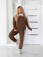 Костюм жіночий стильний із двунитки з лампасами великого розміру, фото 6