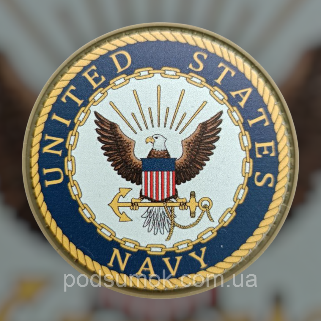 Шеврон ПВХ UNITED STATES NAVY на липучці для велкро патч гумовий, фото 1