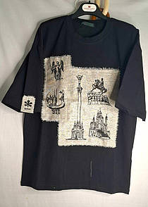 Футболка чорна оверсайз унісекс "Київські пам'ятки" MKNK28090-2